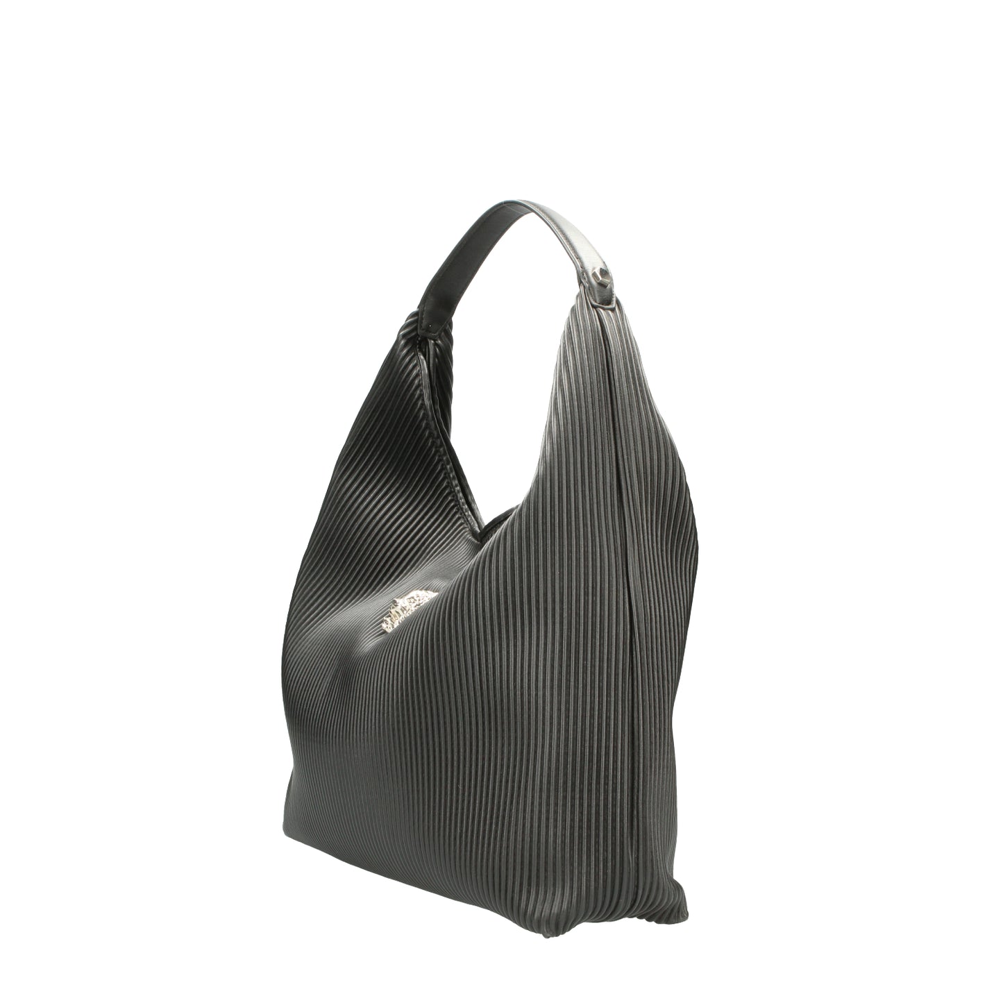 Borsa a tracolla nera con placca logo argento Plein Sport