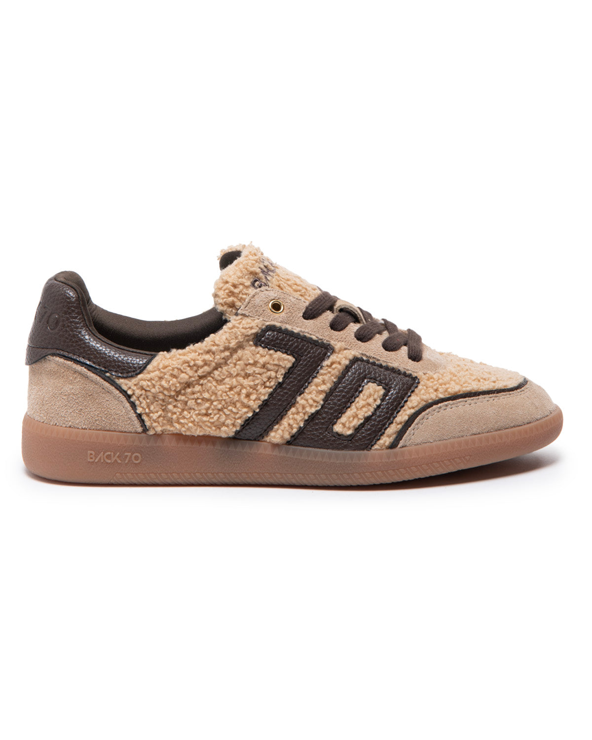 Sneakers Cloud Teddy beige e coffee leather Back 70