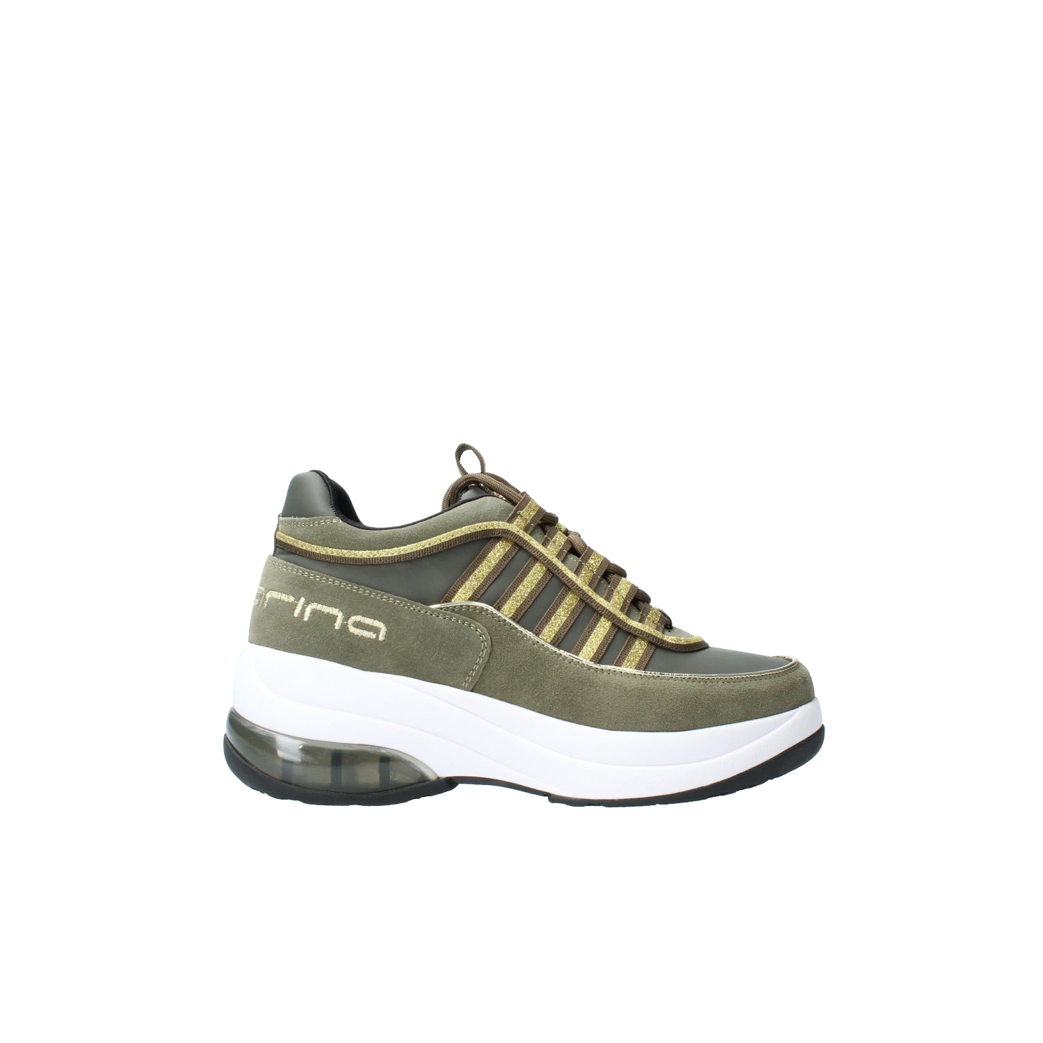 Sneakers up army green suede con zeppa Fornarina – bum store