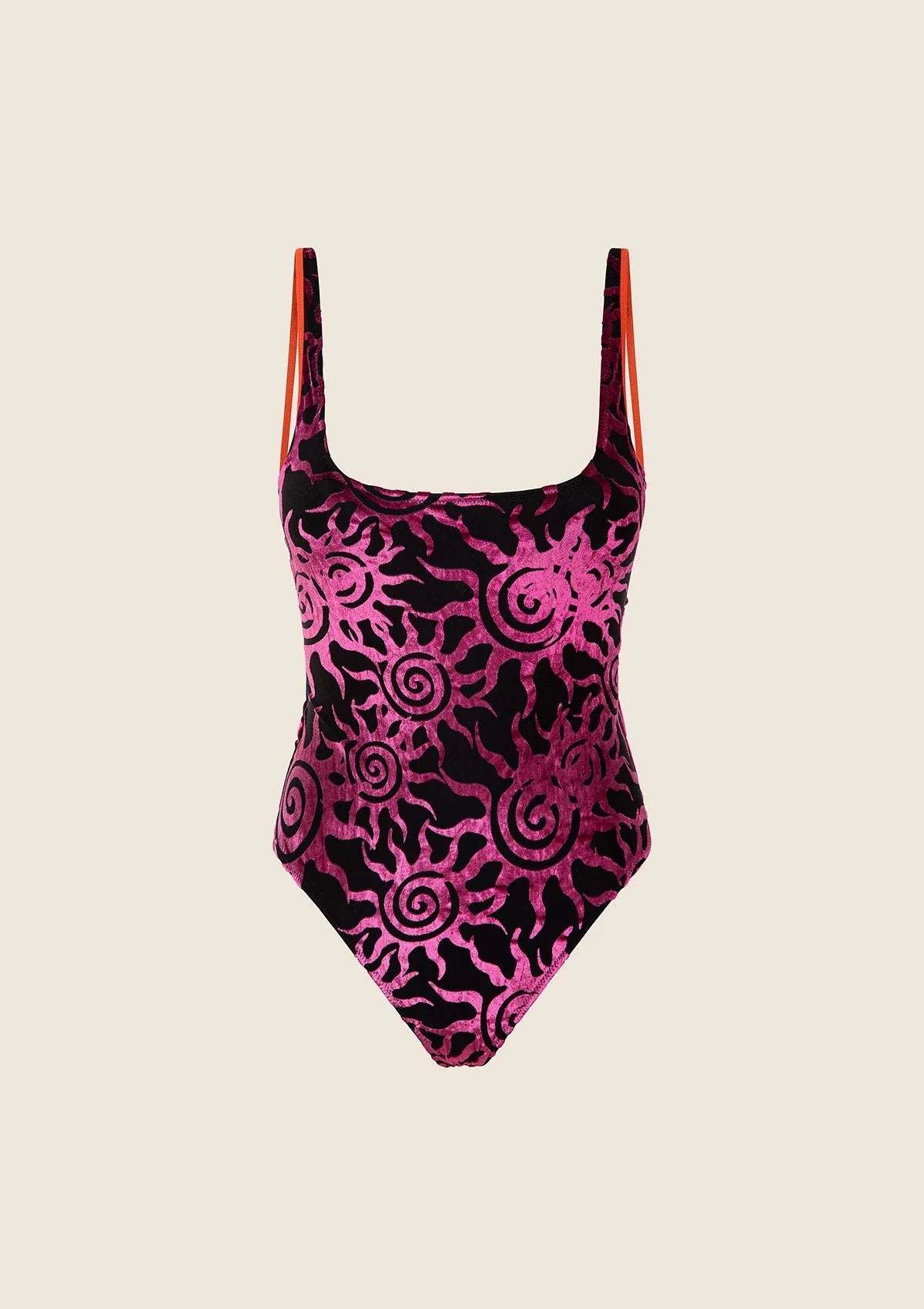 Monokini nero a fantasia purple orange Sole F**K