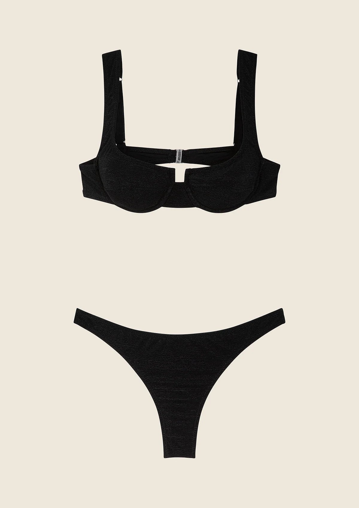 Bikini reggiseno con ferretto e slip americano fisso nero Visionary dose F**K