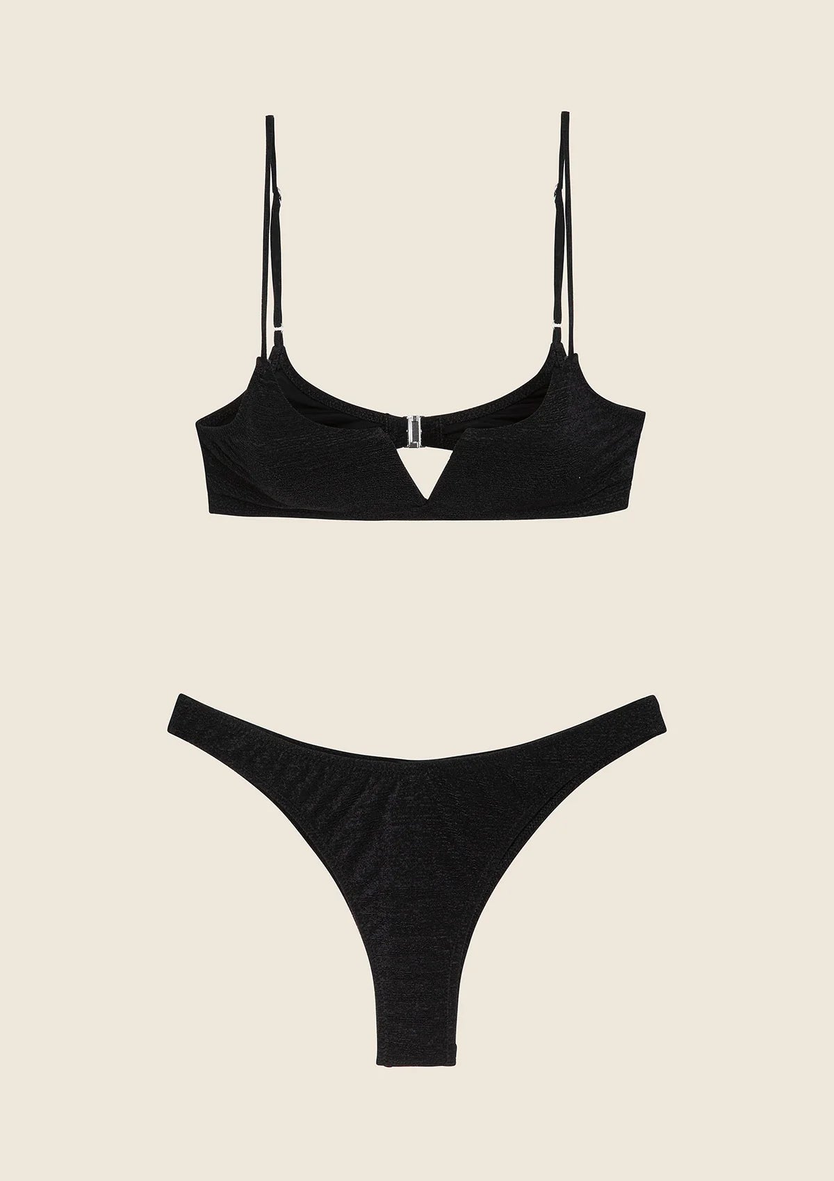 Bikini top con ferretto e slip americano fisso nero Visionary dose F**K