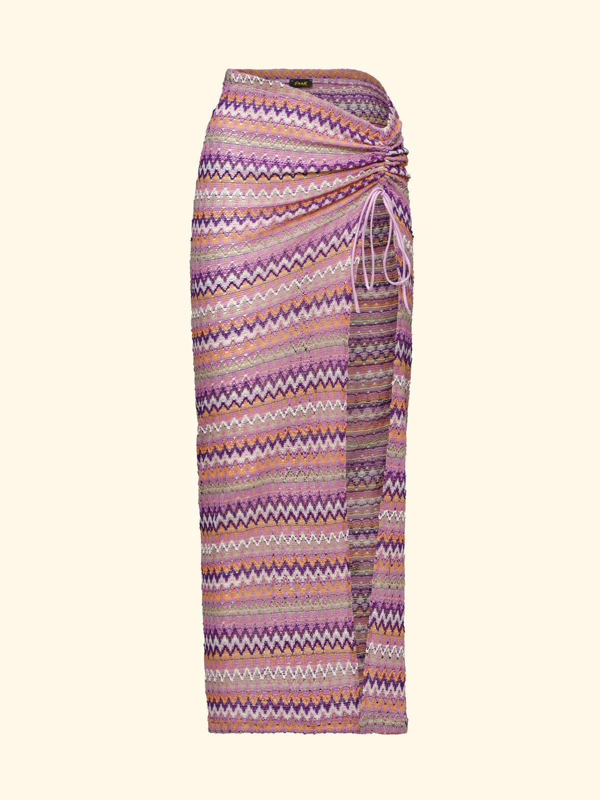 Gonna lunga viola multicolor in crochet con spacco Bandeira F**k