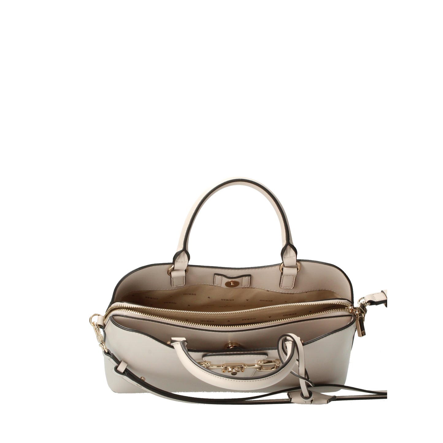 Borsa a mano avorio con logo Janie Guess