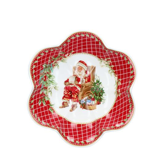 Insalatiera rossa con Babbo Natale 24 cm Palais Royal