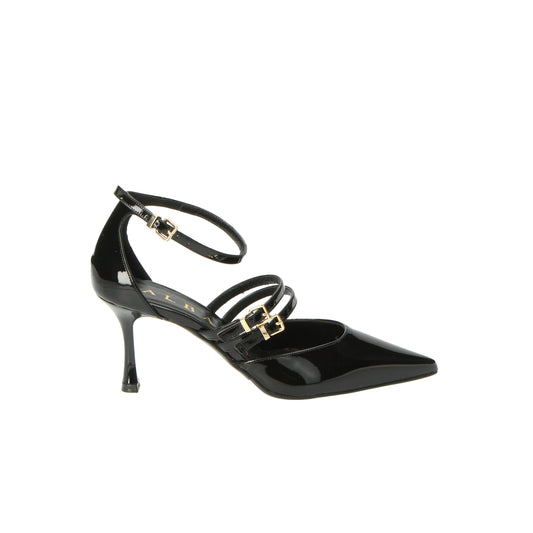 Décolleté nere in vernice dettagli oro Albano