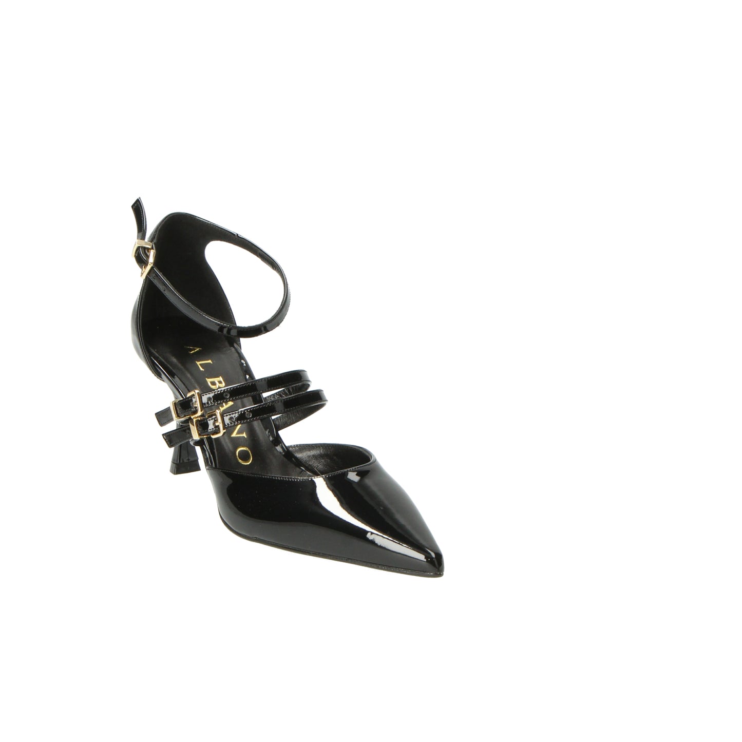 Décolleté nere in vernice dettagli oro Albano