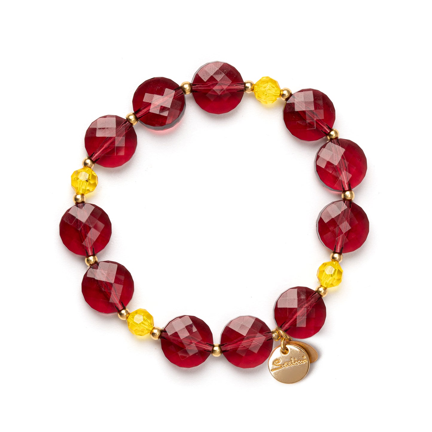 Bracciale elastico rosso con grandi bonbon Hermitage Sodini