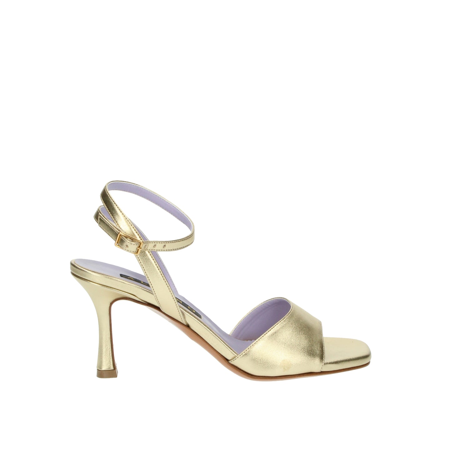 Sandali platino in pelle con tacco Albano