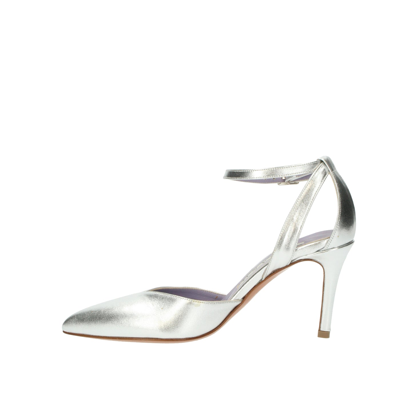 Décolleté argento in pelle con tacco Albano
