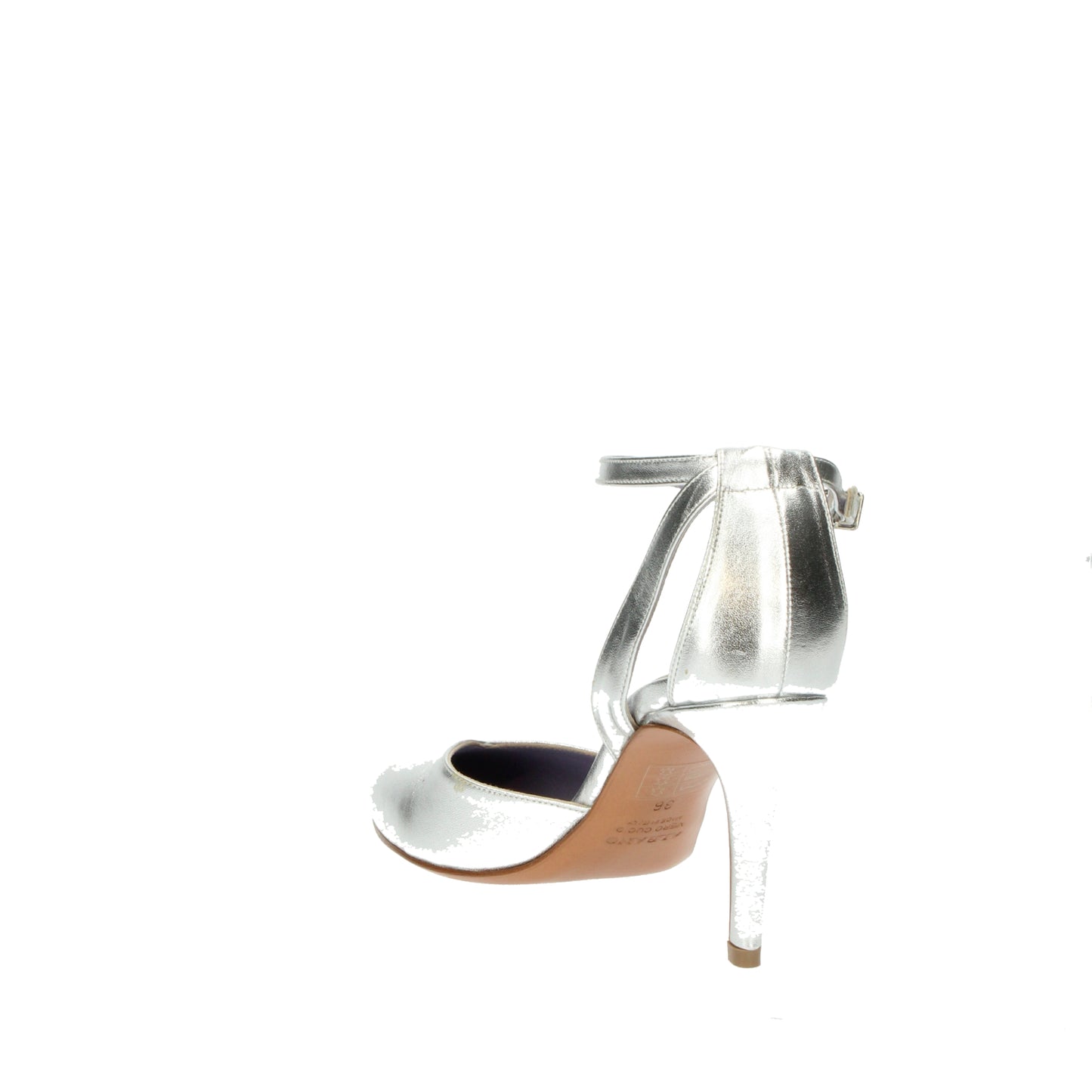 Décolleté argento in pelle con tacco Albano