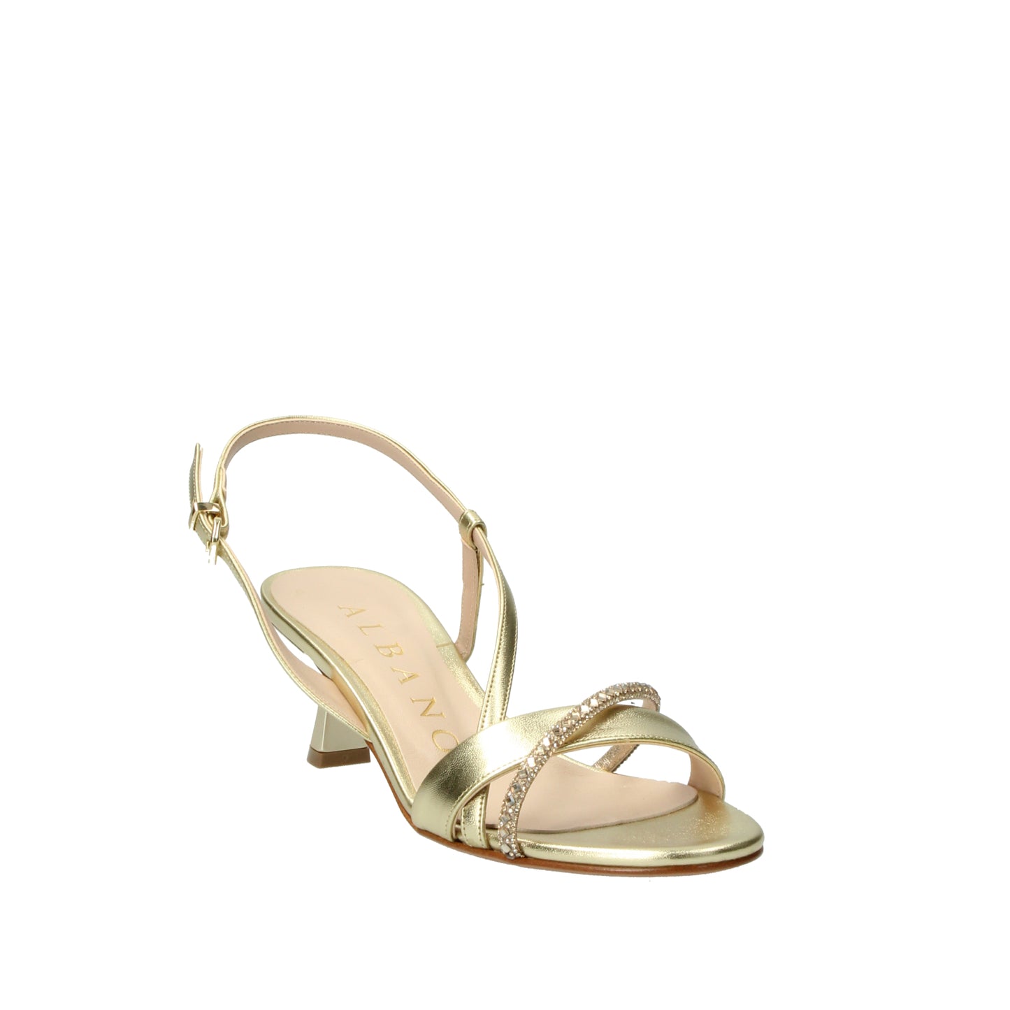 Sandali oro in pelle con tacco Albano