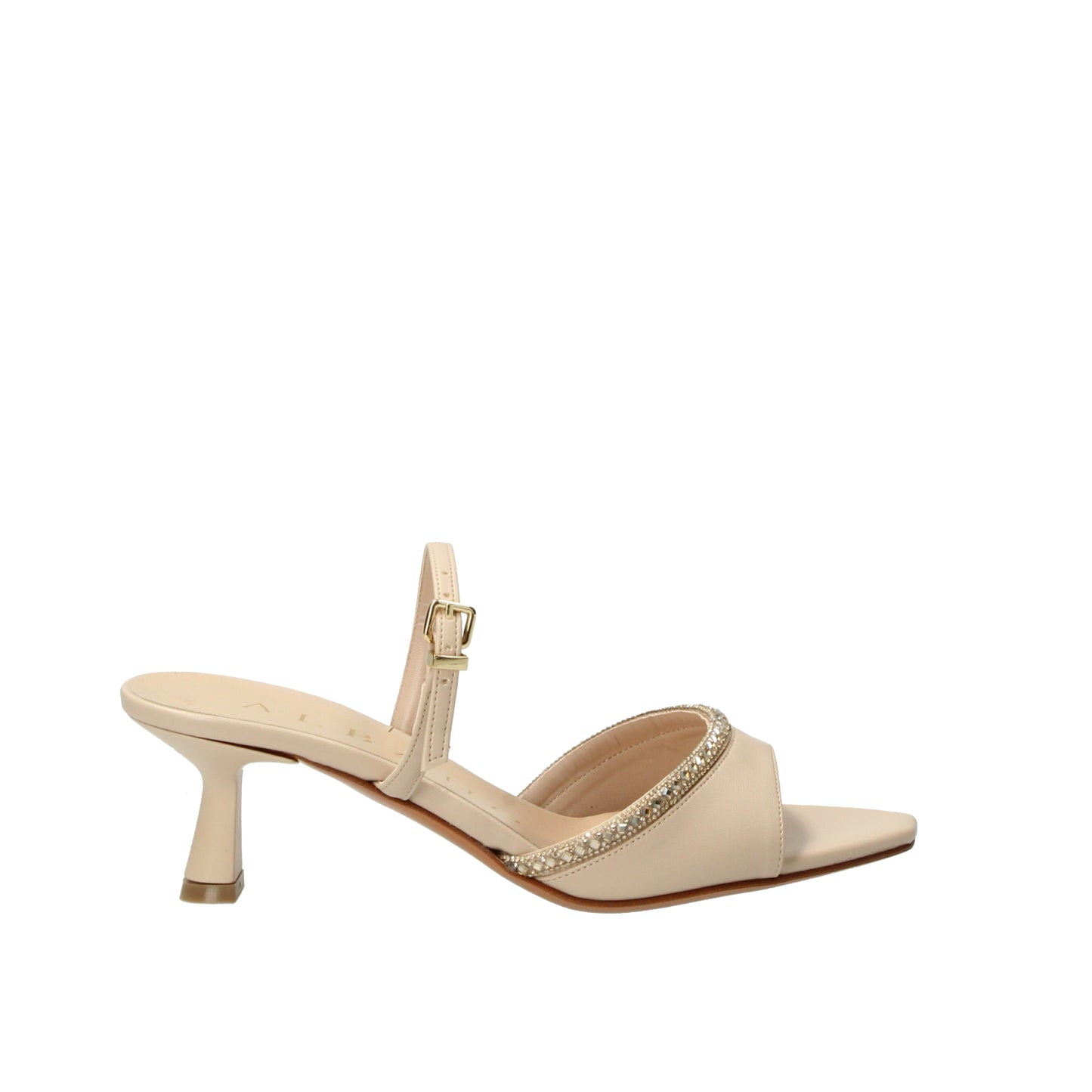 Sandali mules beige in pelle con tacco Albano