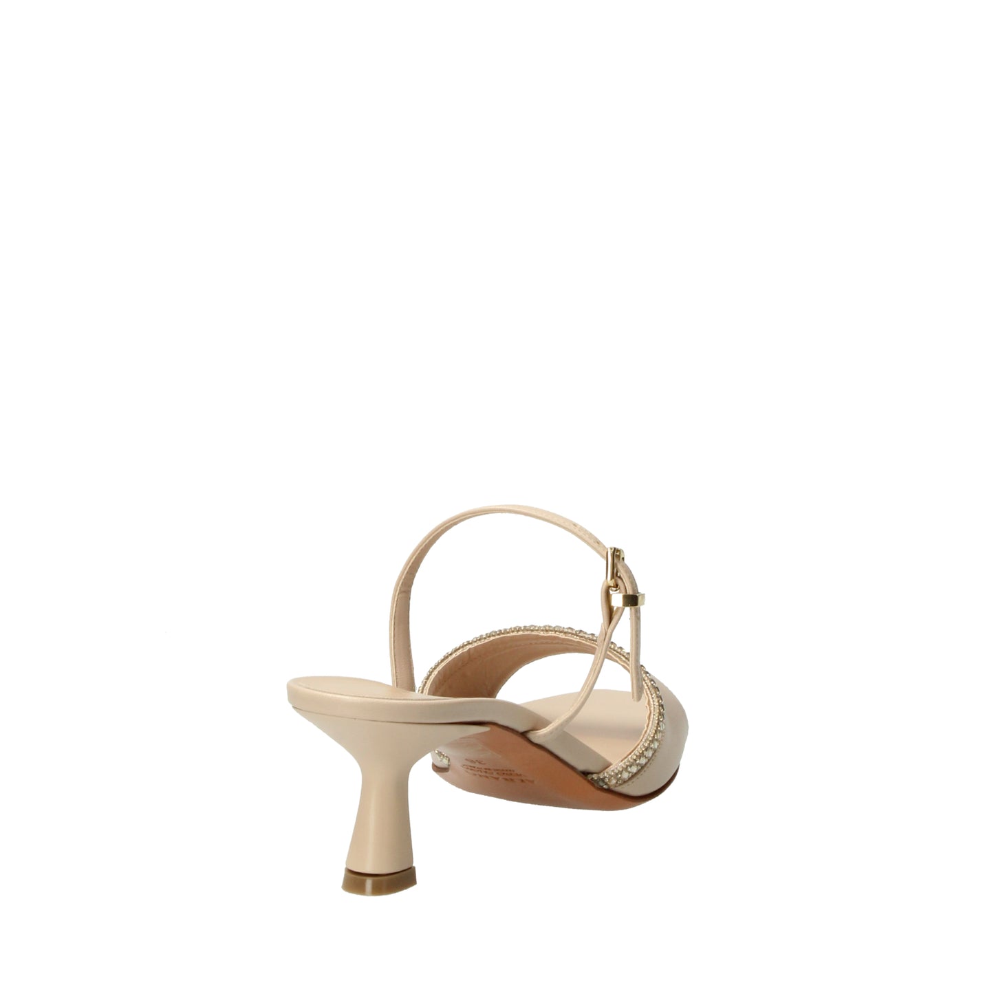Sandali mules beige in pelle con tacco Albano