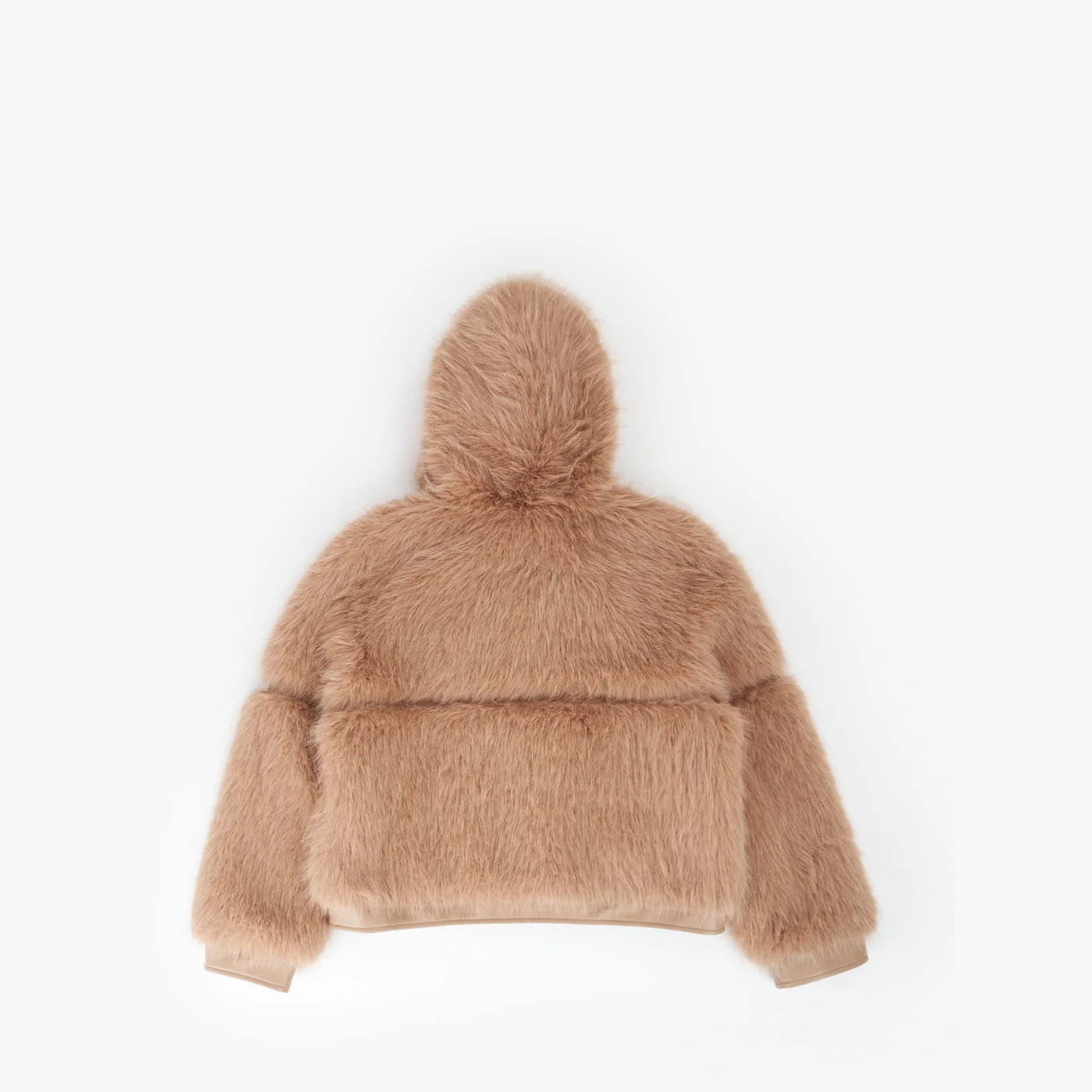 Pelliccia corta beige con cappuccio V73