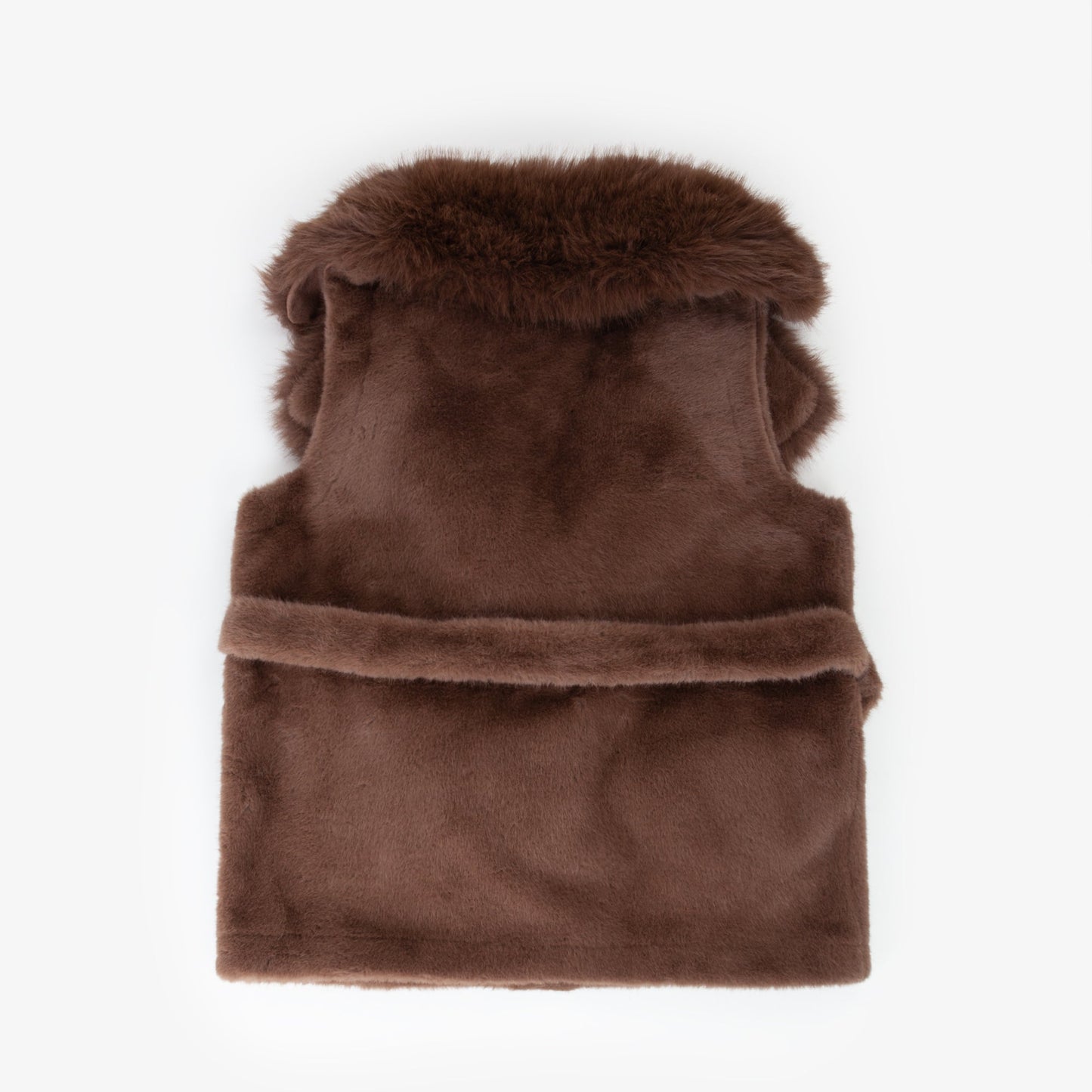 Gilet in ecopelliccia marrone con cintura V73