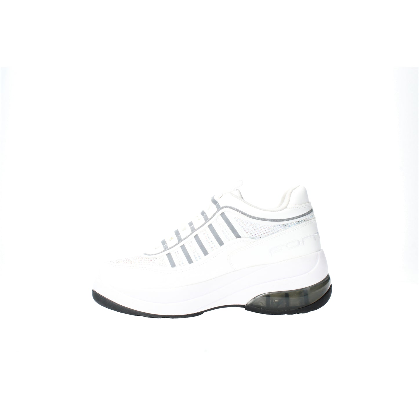 Sneakers up white silver con zeppa Fornarina