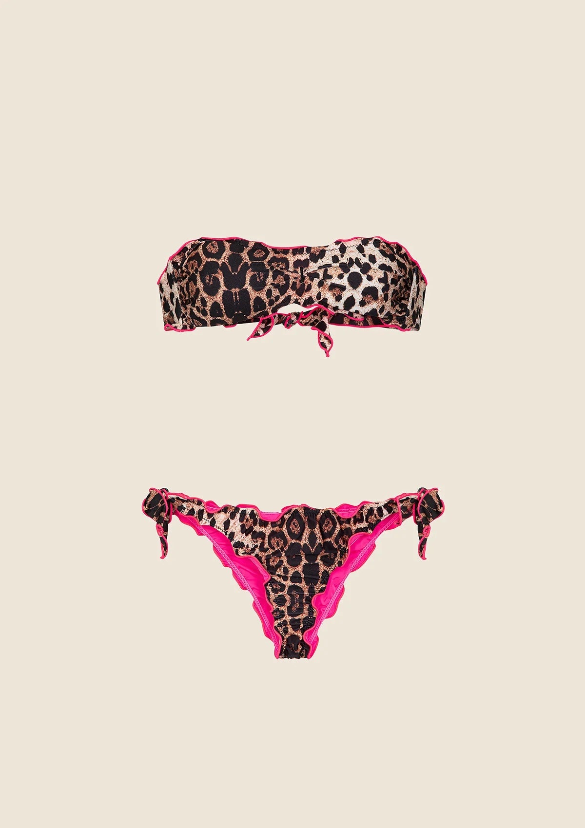 Bikini a fascia con slip regolabile fantasia leopardata Fool Colors F**K