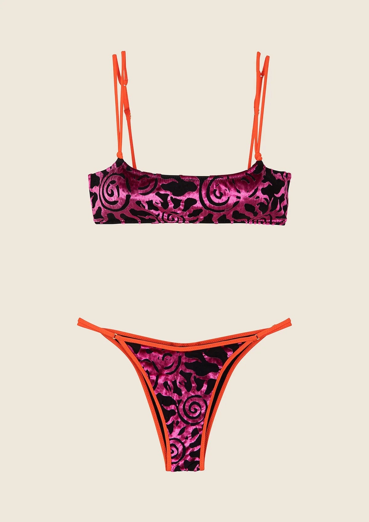 Bikini top con slip regolabile nero Sole F**K