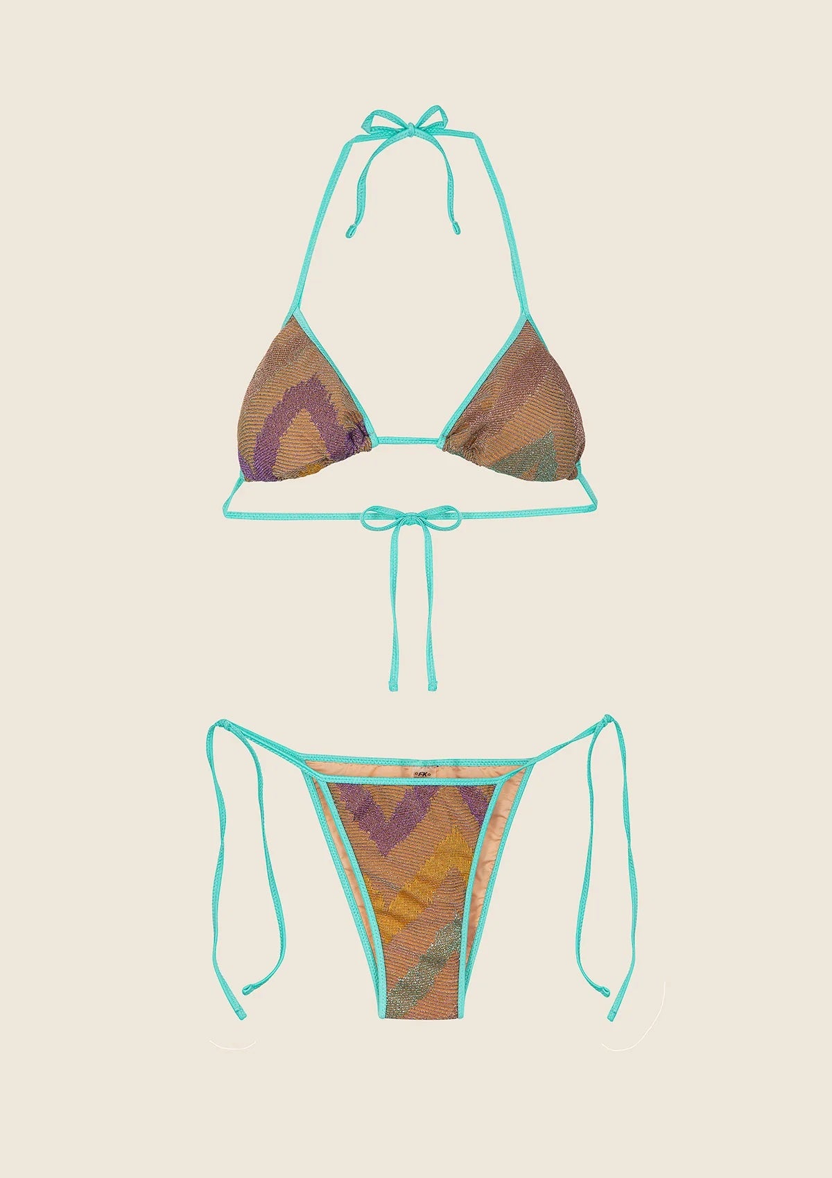 Bikini triangolo con slip regolabile multicolor F**K