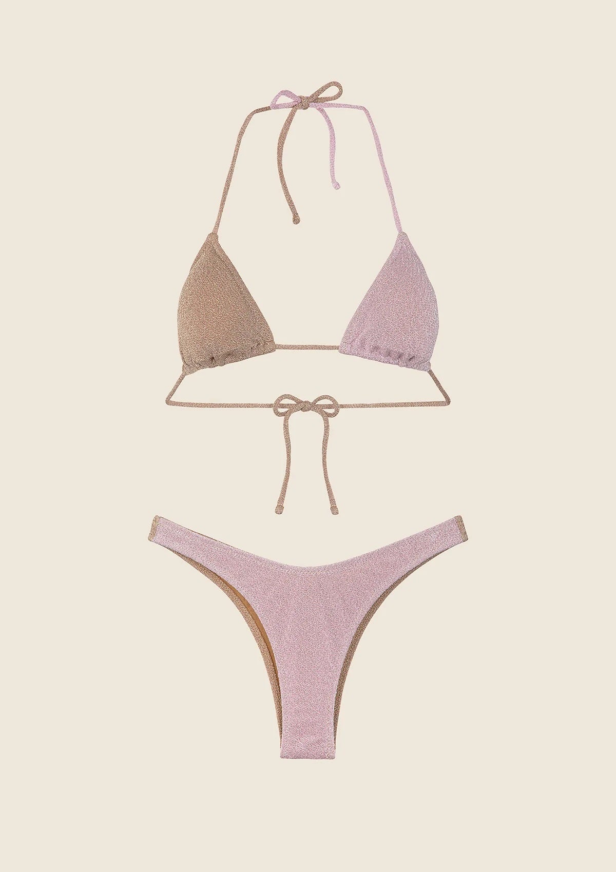 Bikini triangolo con slip americano fisso gold F**K