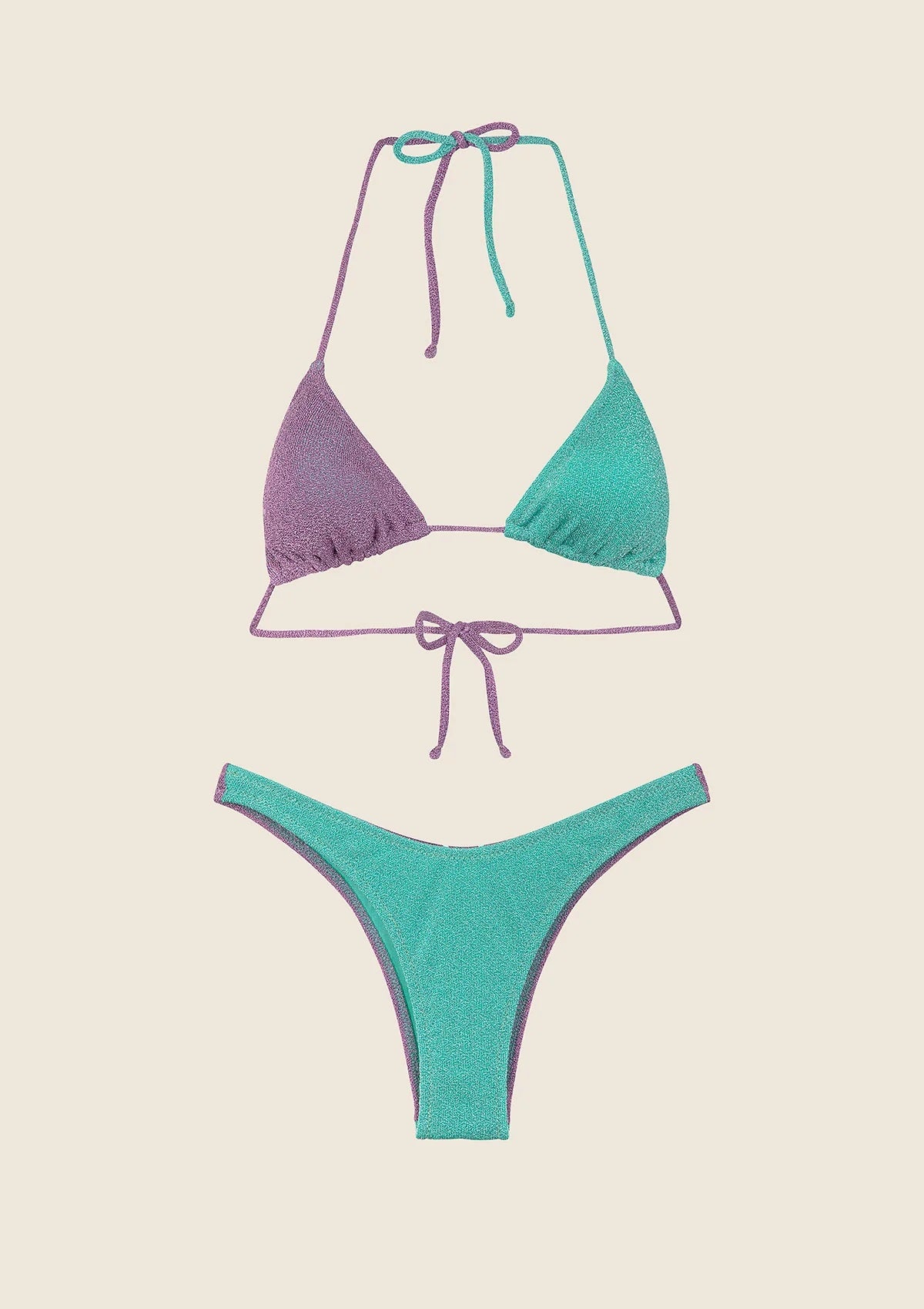 Bikini triangolo con slip americano fisso lilla F**K