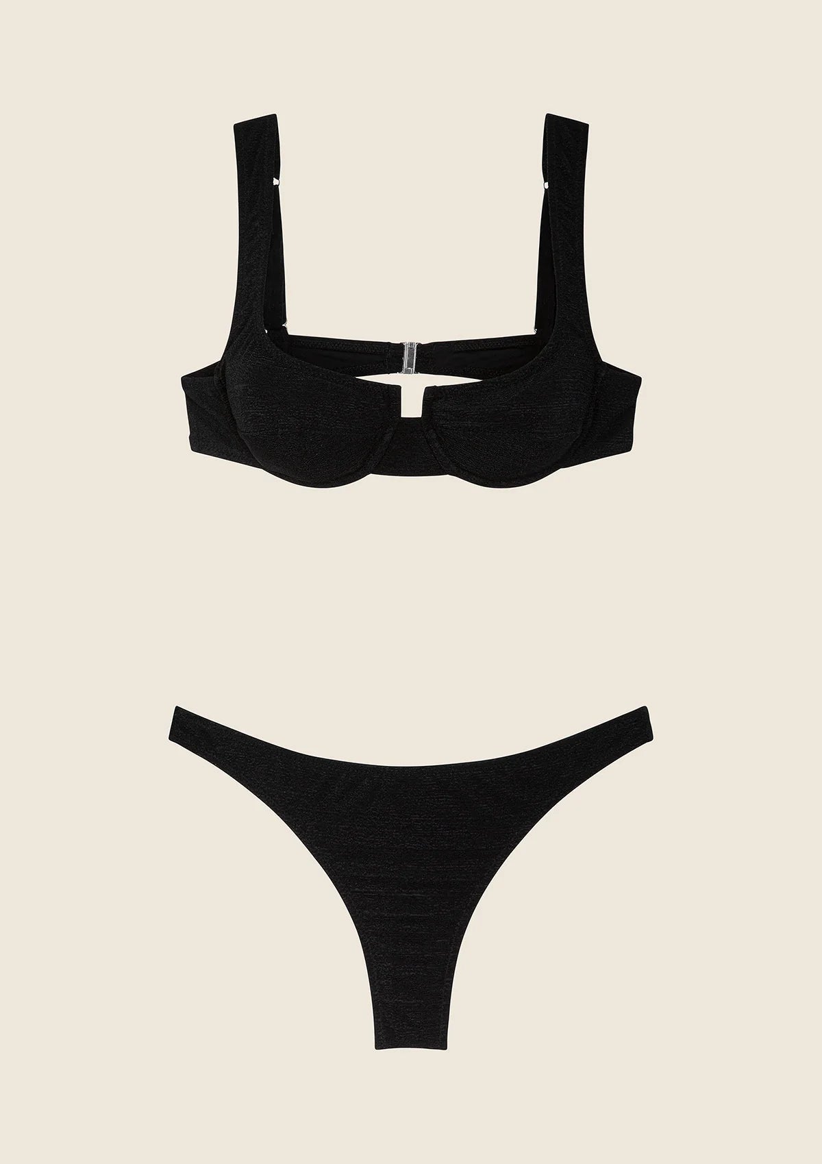 Bikini reggiseno con ferretto e slip americano fisso nero Visionary dose F**K