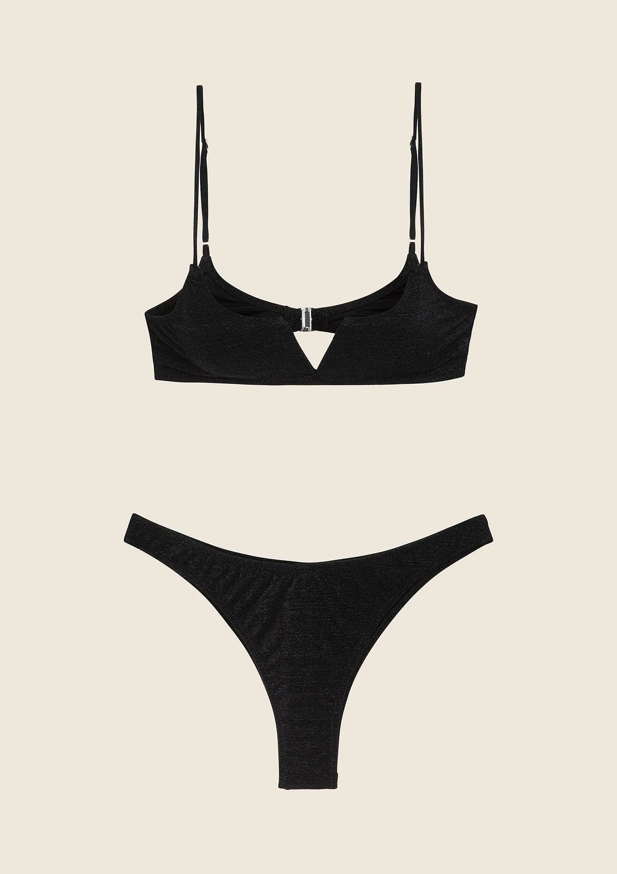 Bikini top con ferretto e slip americano fisso nero Visionary dose F**K