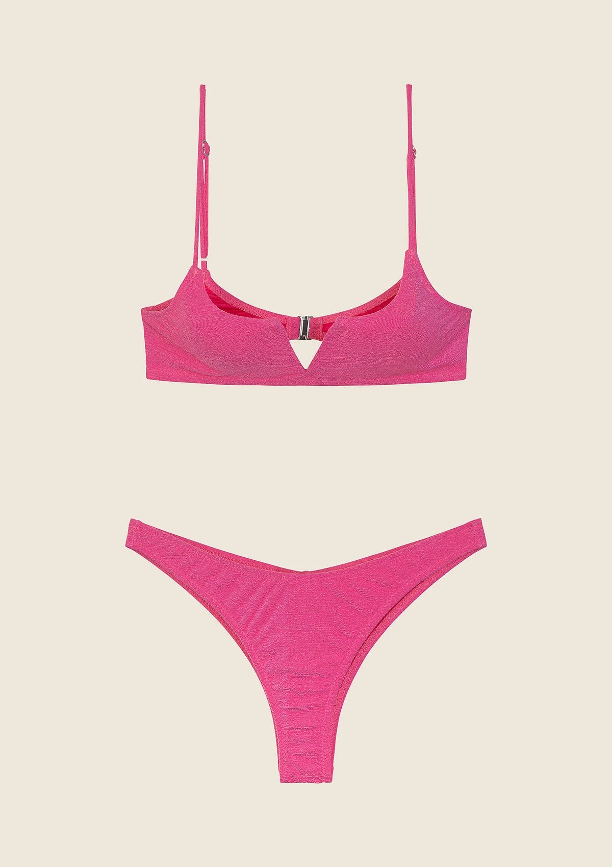 Bikini top con ferretto e slip americano fisso fucsia Visionary dose F**K