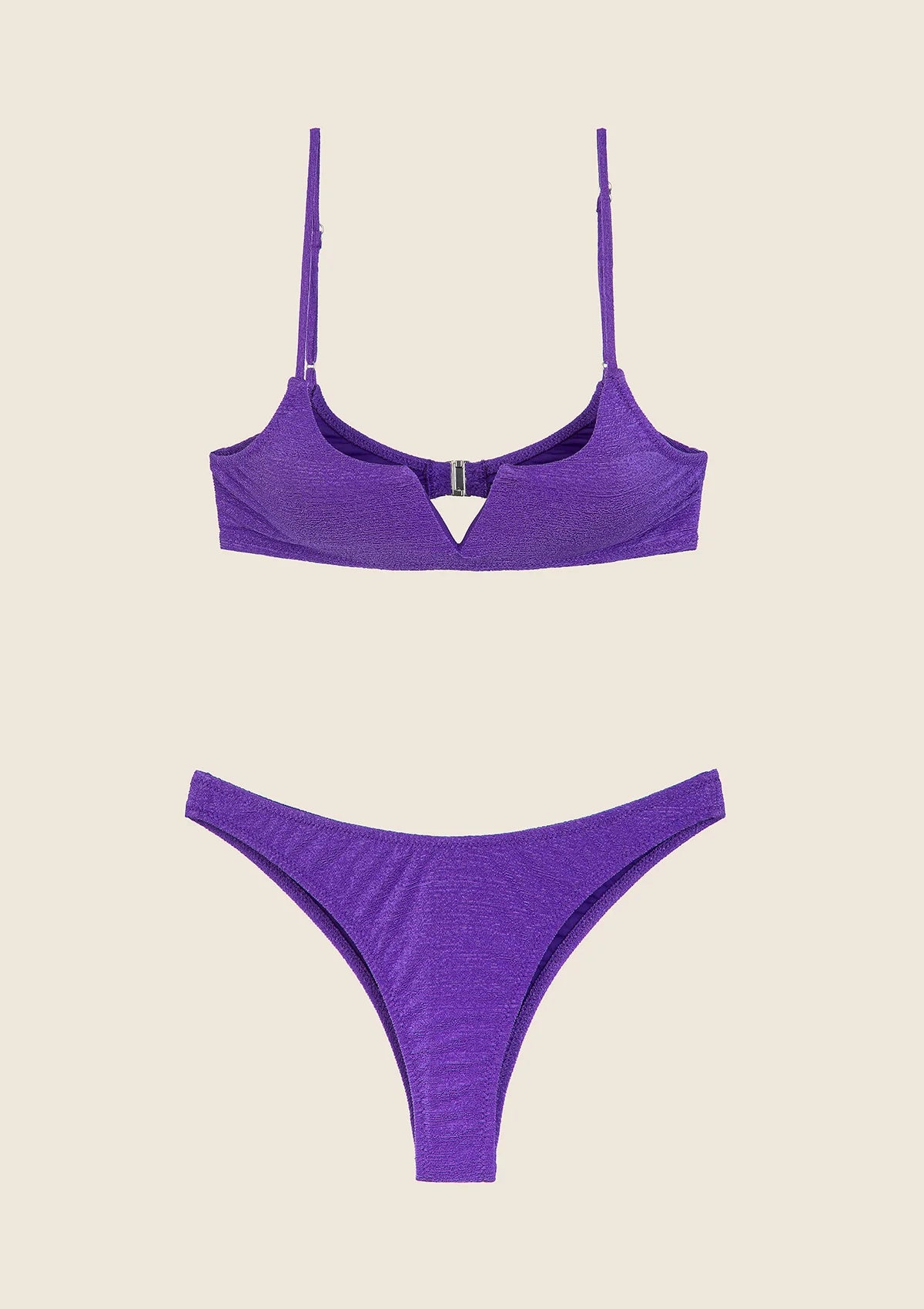 Bikini top con ferretto e slip americano fisso viola Visionary dose F**K