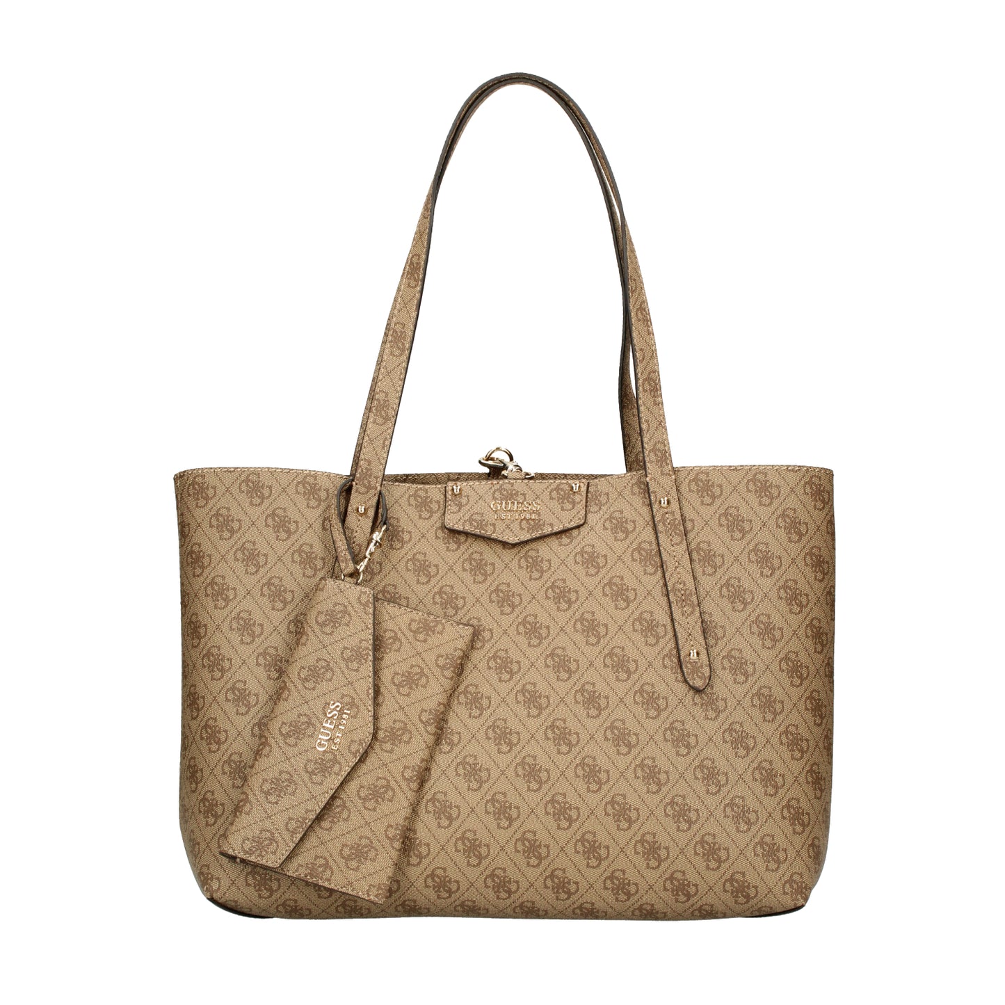 Borsa shopping beige latte logo eco Brenton tote Guess