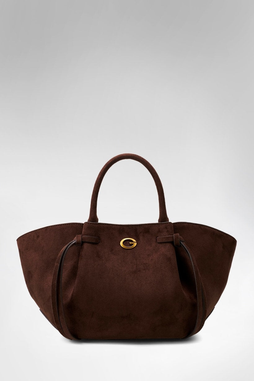 Borsa a mano camoscio marrone scuro Allegra Guess