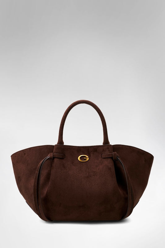 Borsa a mano camoscio marrone scuro Allegra Guess