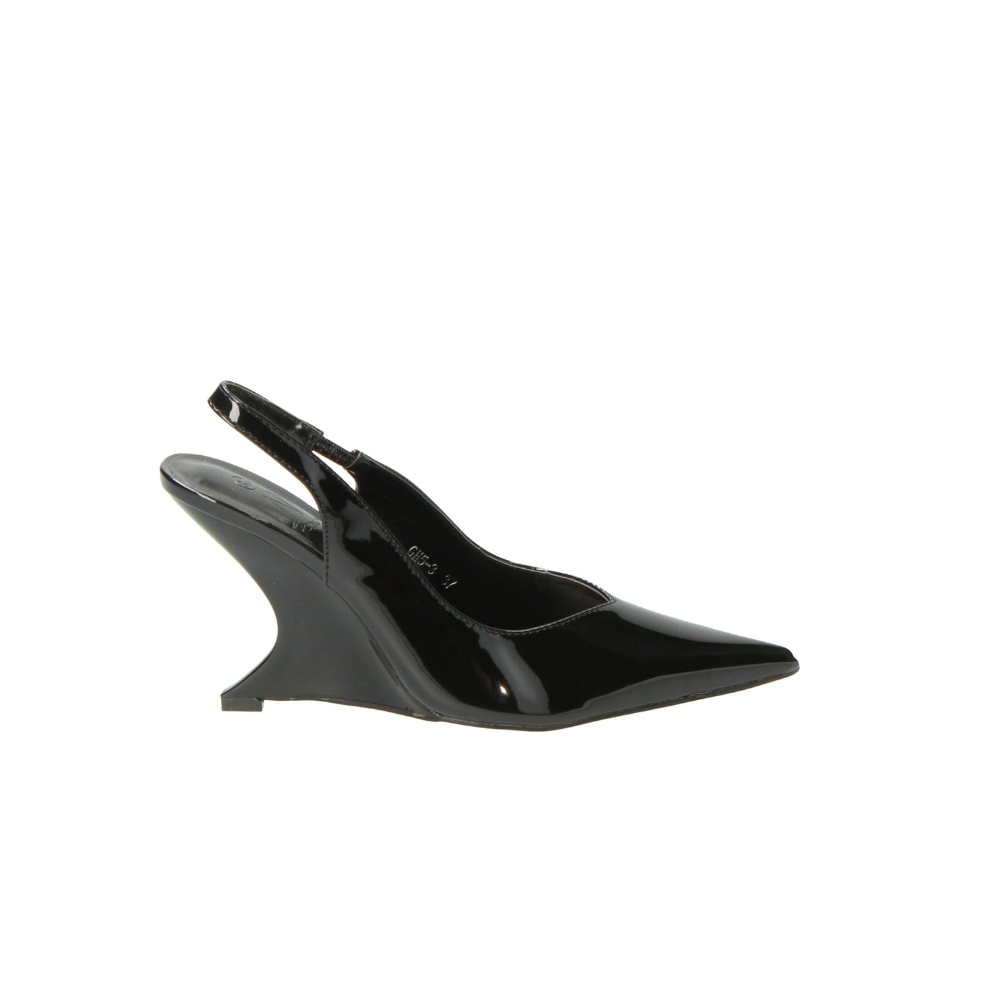 Scarpe slingback nere in vernice con zeppa Pretty bum