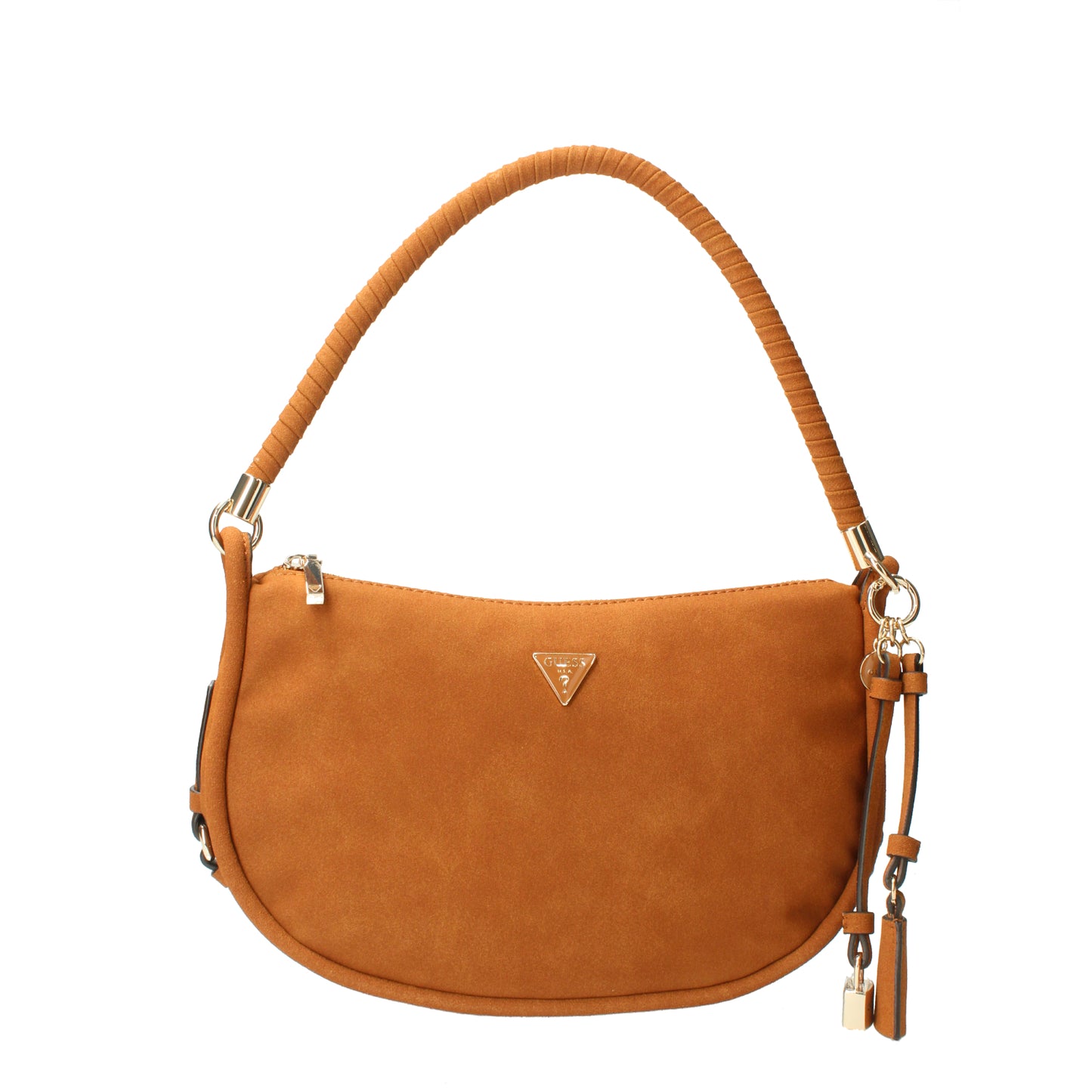 Borsa a spalla in suede cuoio Danya Guess