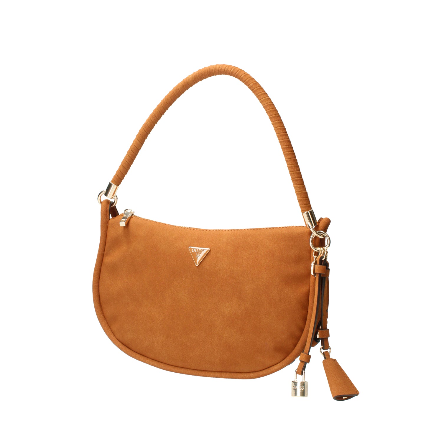 Borsa a spalla in suede cuoio Danya Guess