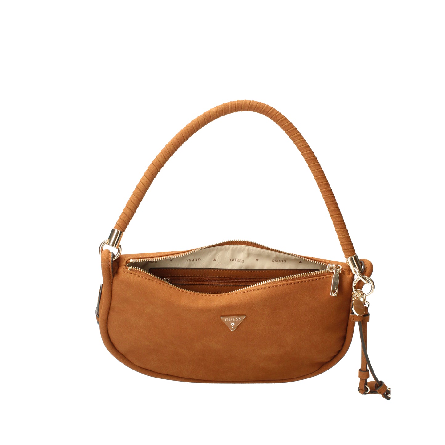 Borsa a spalla in suede cuoio Danya Guess