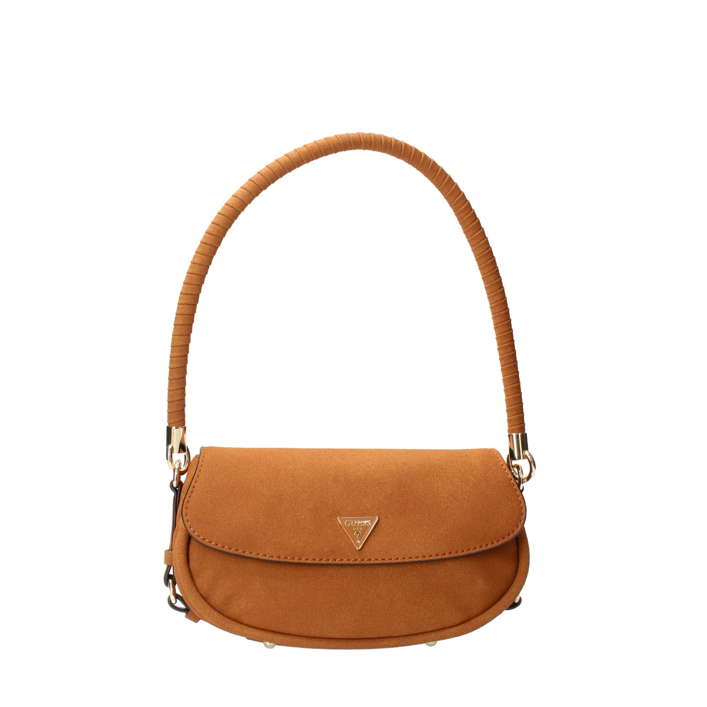 Borsa a spalla in suede cuoio Danya Guess