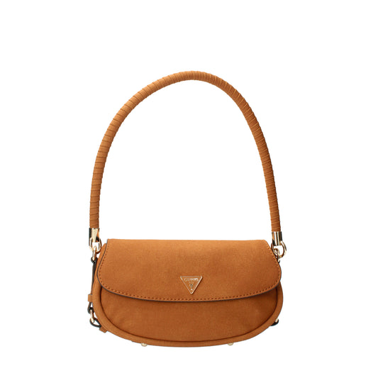 Borsa a spalla in suede cuoio Danya Guess