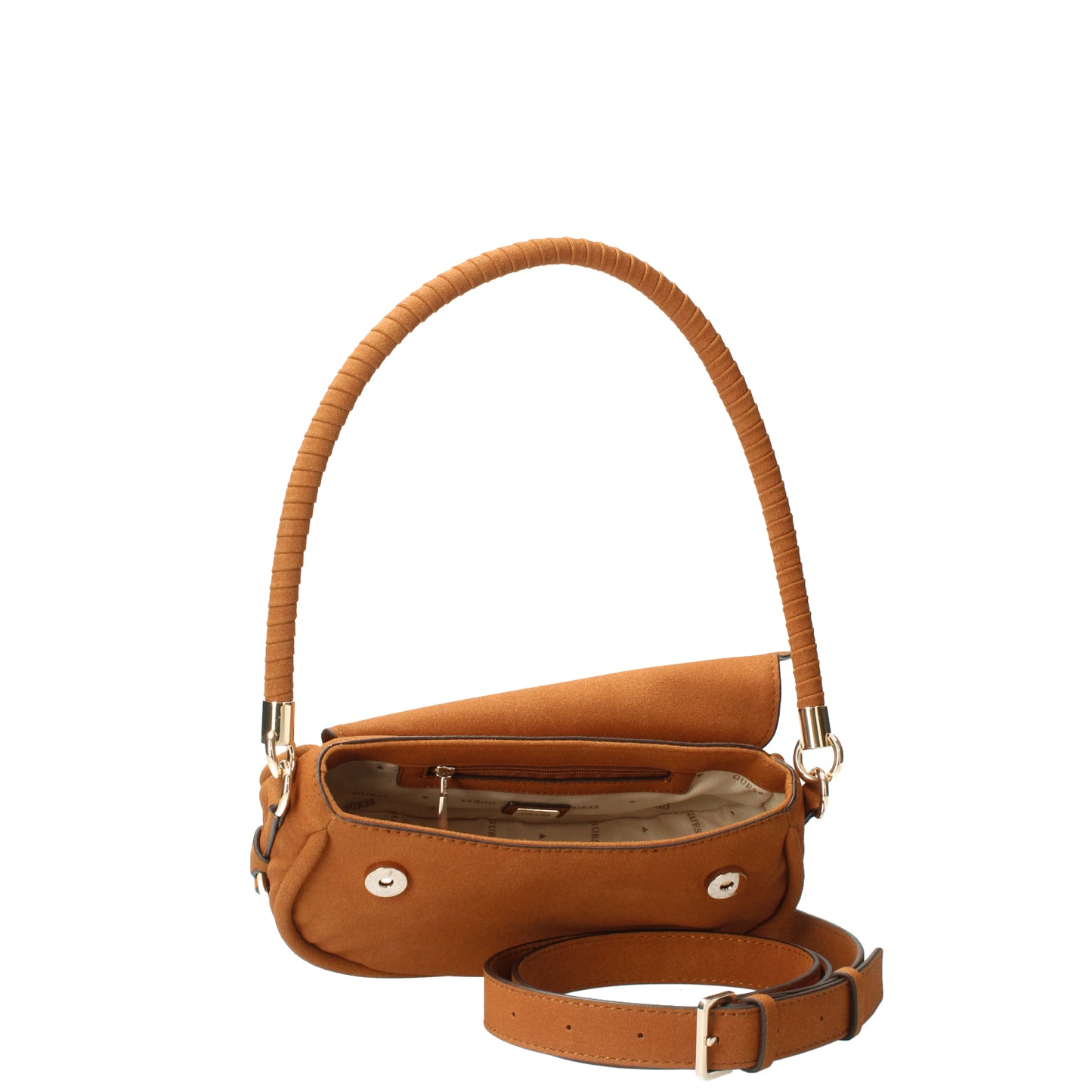 Borsa a spalla in suede cuoio Danya Guess