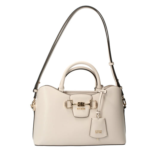 Borsa a mano avorio con logo Janie Guess