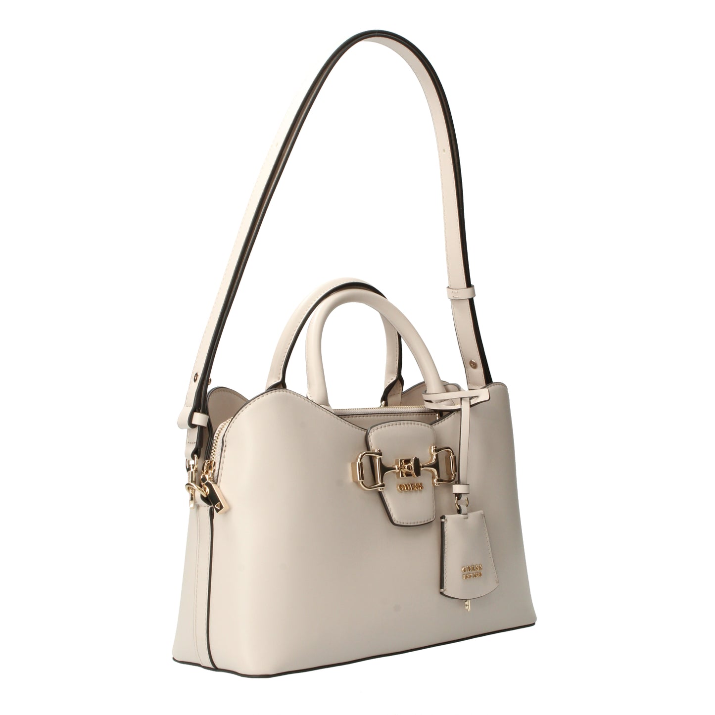 Borsa a mano avorio con logo Janie Guess